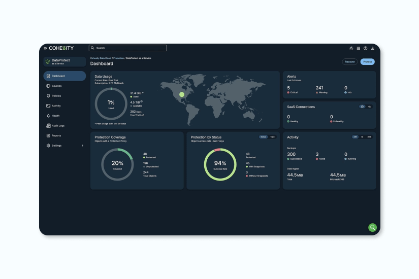 Cohesity DataProtect as a Service integrated with Microsoft 365 Backup Storage